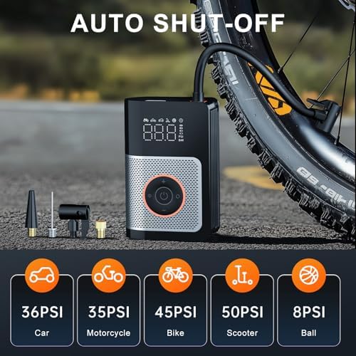 Tire Inflator Portable Air Compressor, 160 PSI Portable Tire Inflator for Car, Car Tire Air Pump Portable with Tire Pressure Gauge, Portable Air Compressor for Car Tires, Motorcycle, Bicycle and More