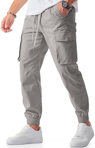 JMIERR Men's Casual Cargo Joggers Pants Stretch Elastic Waist Drawstring Tapered Sweatpants with Pockets