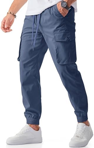 JMIERR Men's Casual Cargo Joggers Pants Stretch Elastic Waist Drawstring Tapered Sweatpants with Pockets