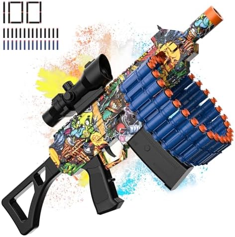 Electric Automatic Toy, JakMean Toy Blaster with 30 Dart Clips and 100 Foam Darts, Outdoor Shooting Games Toys for 6-12 Year Old Boys & Girls Adults, Gifts for Birthday Xmas, Green