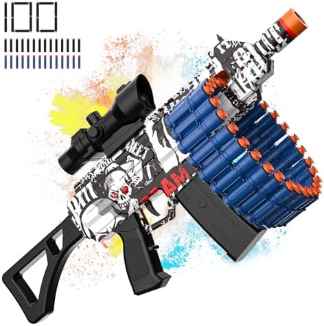 Electric Automatic Toy, JakMean Toy Blaster with 30 Dart Clips and 100 Foam Darts, Outdoor Shooting Games Toys for 6-12 Year Old Boys & Girls Adults, Gifts for Birthday Xmas, Green