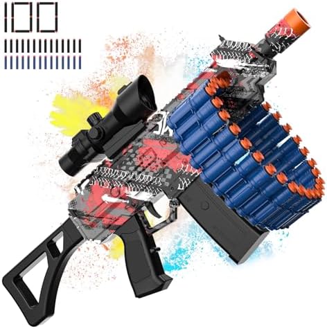 Electric Automatic Toy, JakMean Toy Blaster with 30 Dart Clips and 100 Foam Darts, Outdoor Shooting Games Toys for 6-12 Year Old Boys & Girls Adults, Gifts for Birthday Xmas, Green