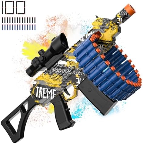 Electric Automatic Toy, JakMean Toy Blaster with 30 Dart Clips and 100 Foam Darts, Outdoor Shooting Games Toys for 6-12 Year Old Boys & Girls Adults, Gifts for Birthday Xmas, Green