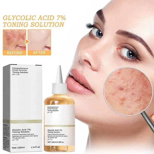 Glycolic Acid 7% Toning Solution Lifting Firming Wrinkles Dispelling Acne Lighten Pore Glow Facial Skin Care Acid Toner New 2024